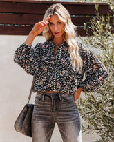 Elmore Floral Button Down Crop Blouse